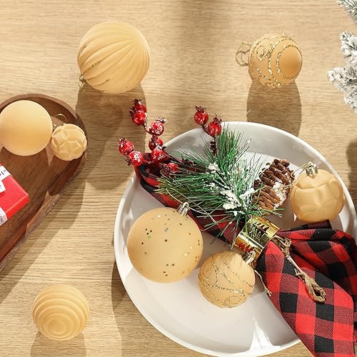 Miniatura 19 de Suzile 18 adornos de terciopelo para árbol de Navidad, bolas de Navidad, bolas de Navidad, adornos colgantes de vacaciones para árbol de Navidad