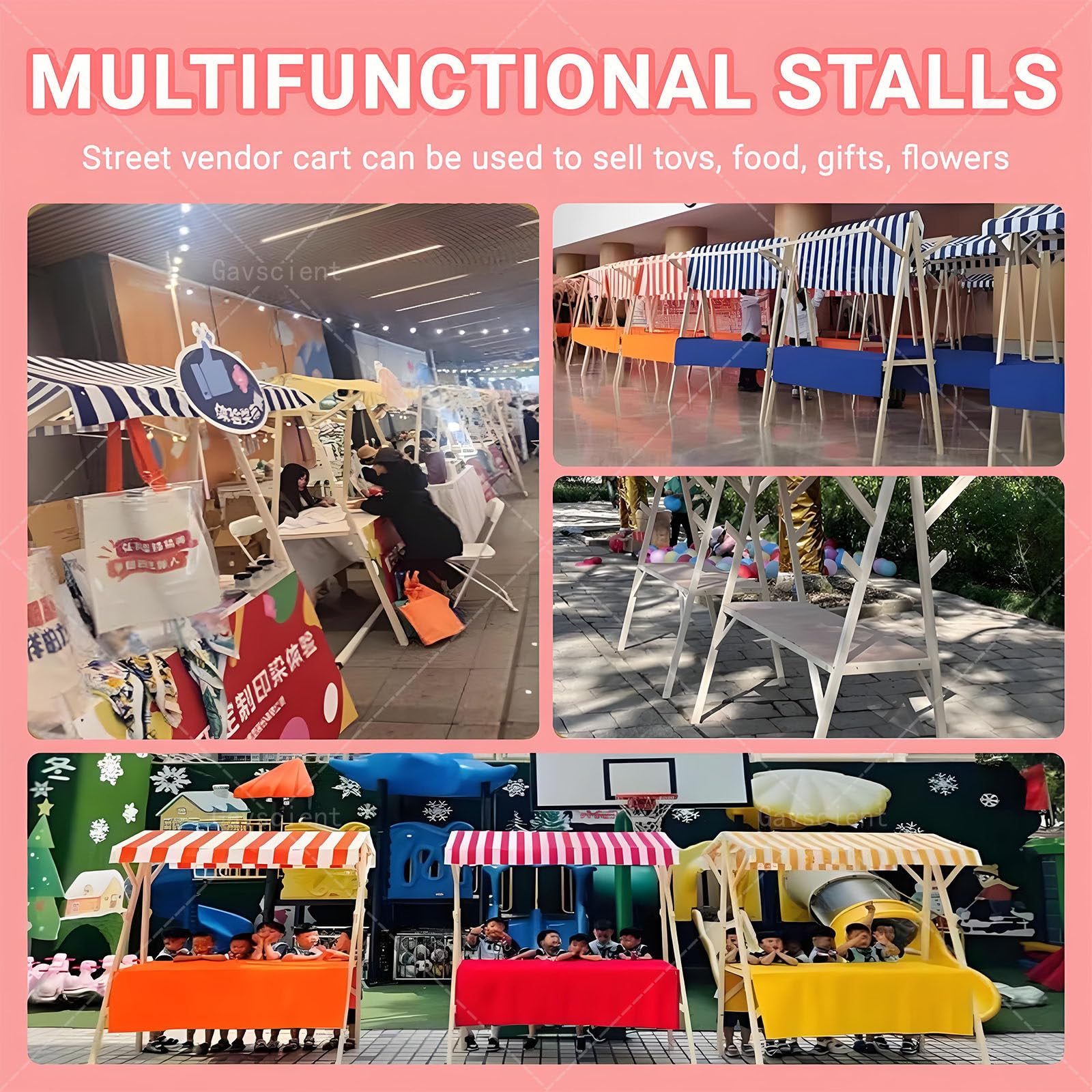 Imbisswagen Marktstand-Display aus Holz - Faltbarer Verkaufsstand mit Baldachin, ideal für Straßen Bauernmarkt & Outdoor, tragbar für Lebensmittel & Blumenwagen a-120 * 60 * 200
