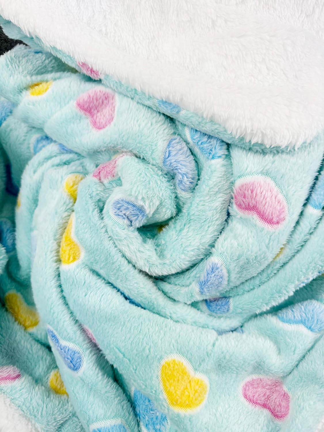 Klippo Double Layered Ultra Plush Dog/Puppy Blanket/Mat/Padding/Cover/Throw/Spread (Colorful Hearts - Turquoise, Large)