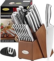Vista 12 de Marco Almond® Juego de bloque de cuchillos, set de cuchillos KYA26 con bloque, juego de 14 piezas de cuchillos de chef de acero inoxidable
