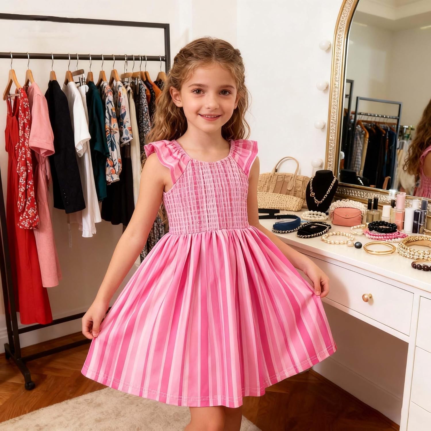 Girls’ Dress 3-Pack, Sleeveless & Puff Sleeve Summer Dresses for Toddlers & Kids, Ages 1-10