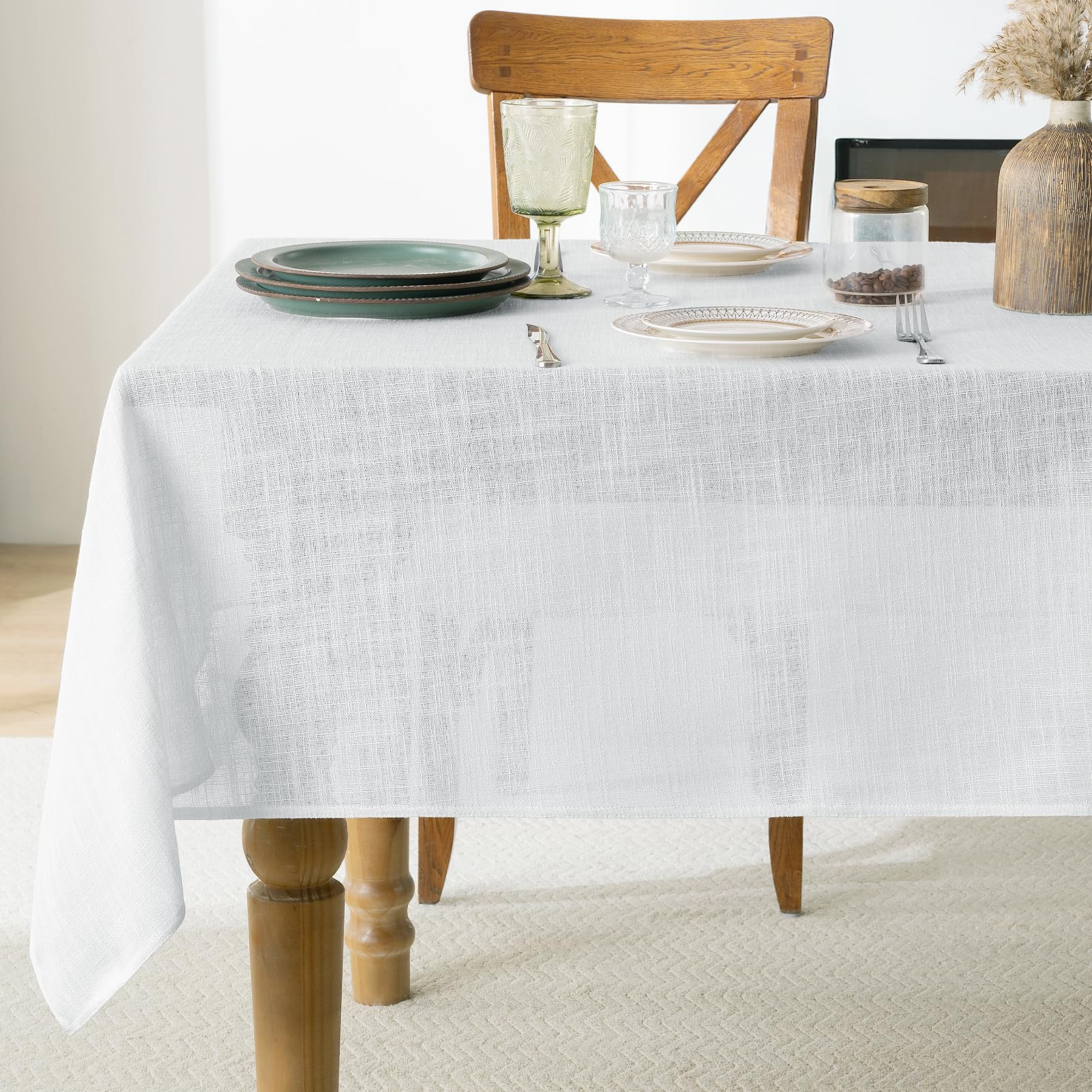Nappe blanche anti-tache lavable pour table de salon moderne 240x140