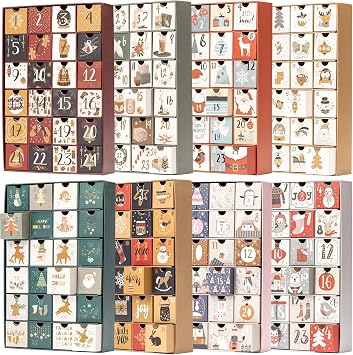 Fill Your Own Advent Calendar 24 Days Reusable 1-24 Empty Drawers for Christmas Countdown Aztec