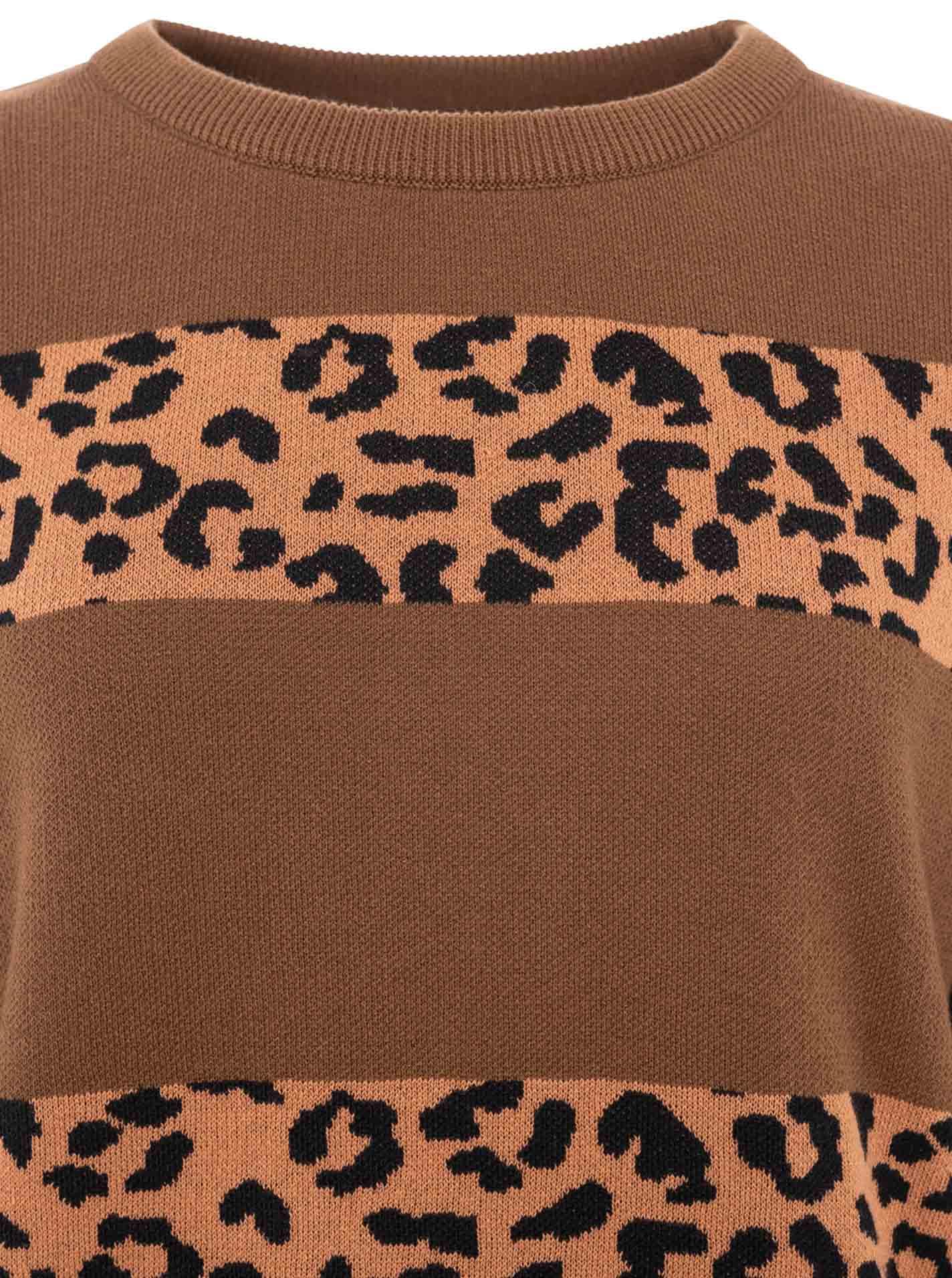 Zwillingsherz Damen Pullover – Sweater mit Animal Print Streifen – 100% Baumwolle – Weicher Strickpullover – Stylisch für Alltag, Herbst & Winter