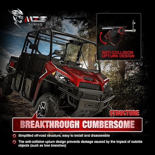 Miniatura 6 de MZS Espejo retrovisor Ranger de aluminio, espejo central retrovisor UTV ajustable de 360° compatible con Ranger 500 570 2017-2025, 900 XP EPS, Crew