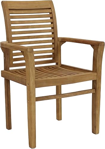Miniatura 9 de Sunnydaze Sillón de listones de teca maciza para exteriores, acabado de madera marrón claro