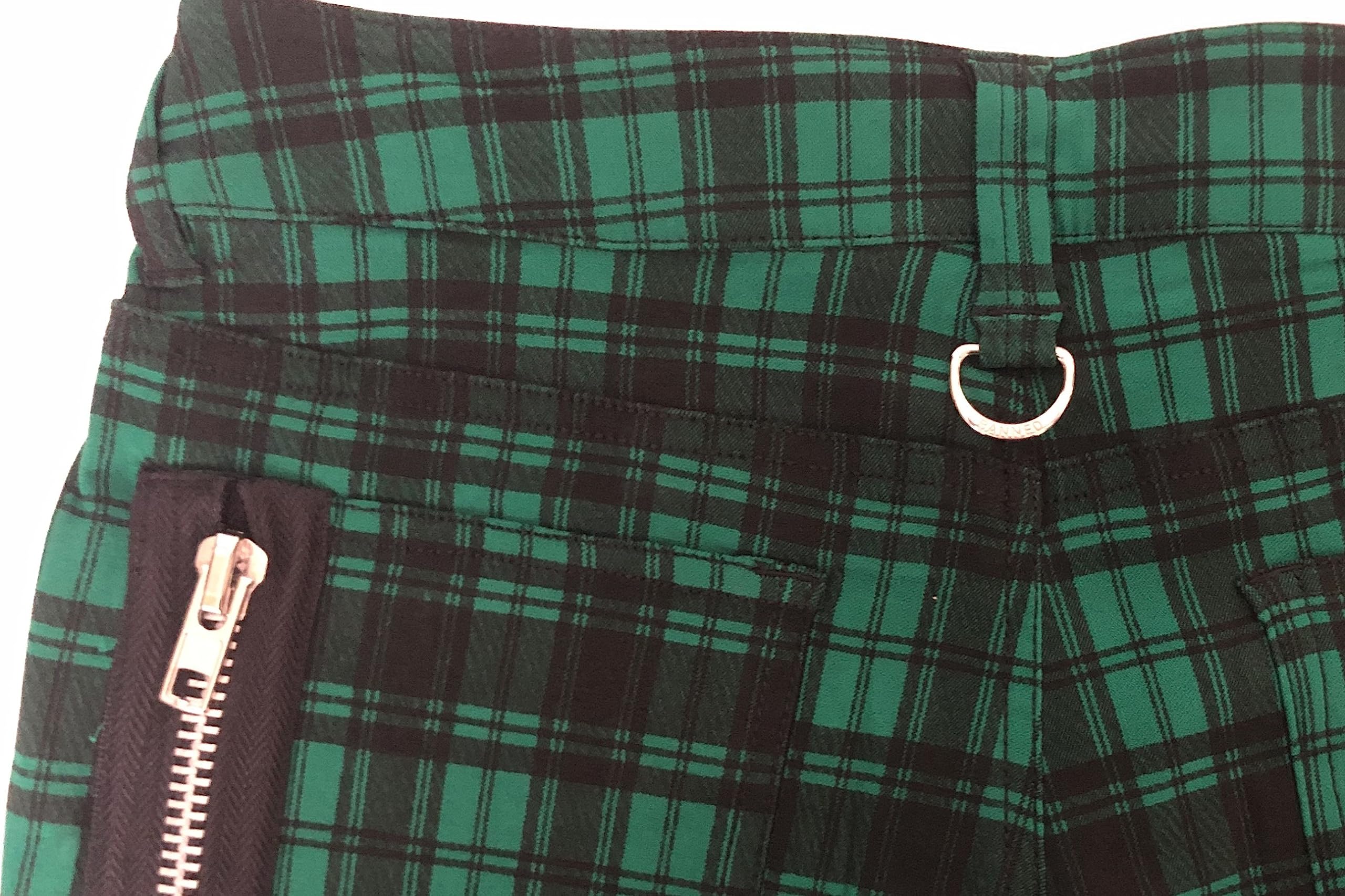Röhrenhose Karo Hose Damen Karierte Hosen Punk Emo Alternative Mode, Grün, XL