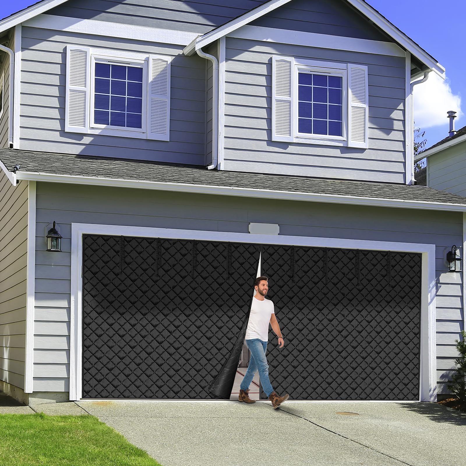 VEVOR Kit di isolamento termico magnetico per porte del garage, per l'inverno, 40,6 x 2,8 m, copertura magnetica per 2 auto (impermeabile, antivento e insonorizzato)