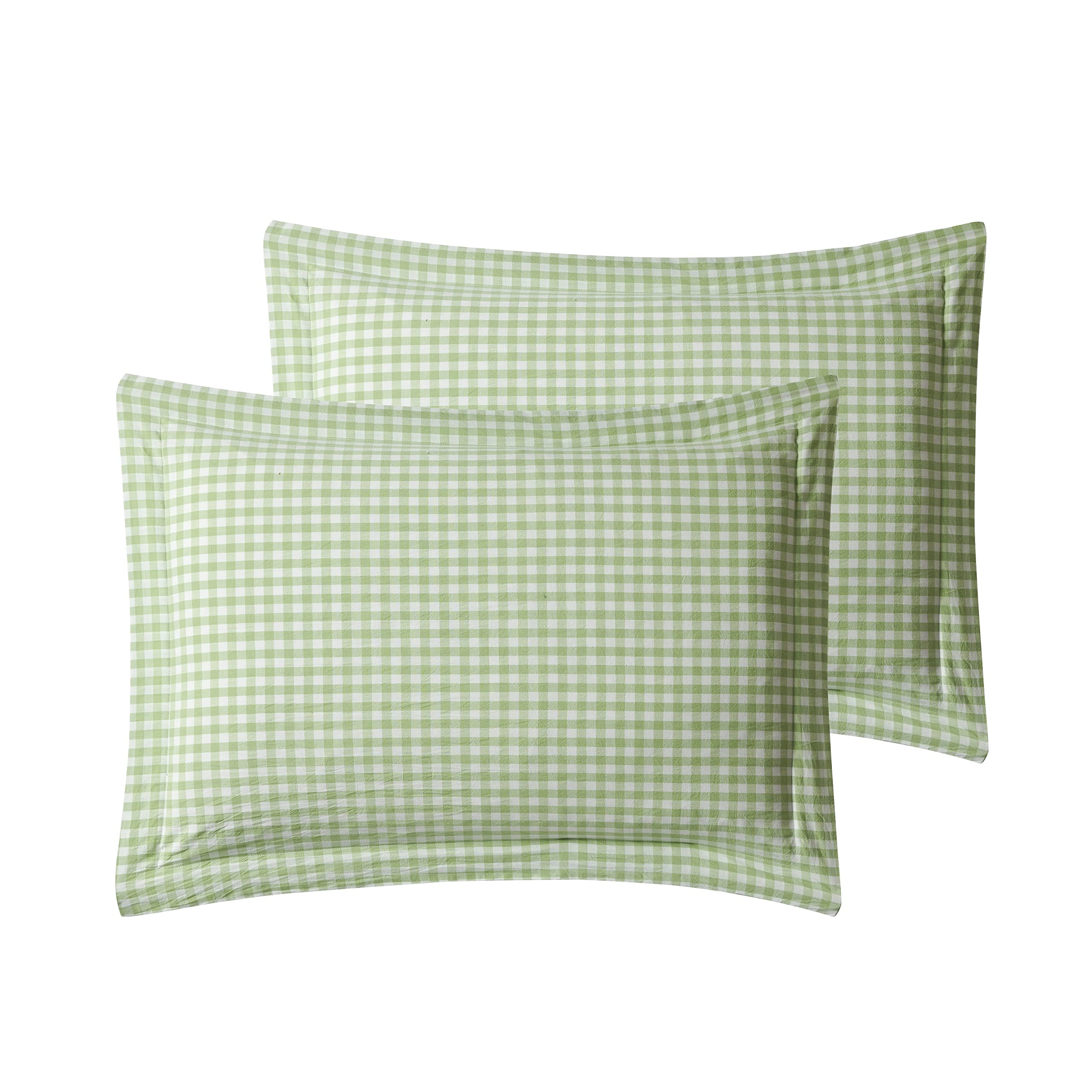 Photo 1 of 100% Cotton Pillowcases – Pack of 2, Breathable Checkered Pattern, Standard Size, Envelope Closure, Soft & Durable- Sage Green