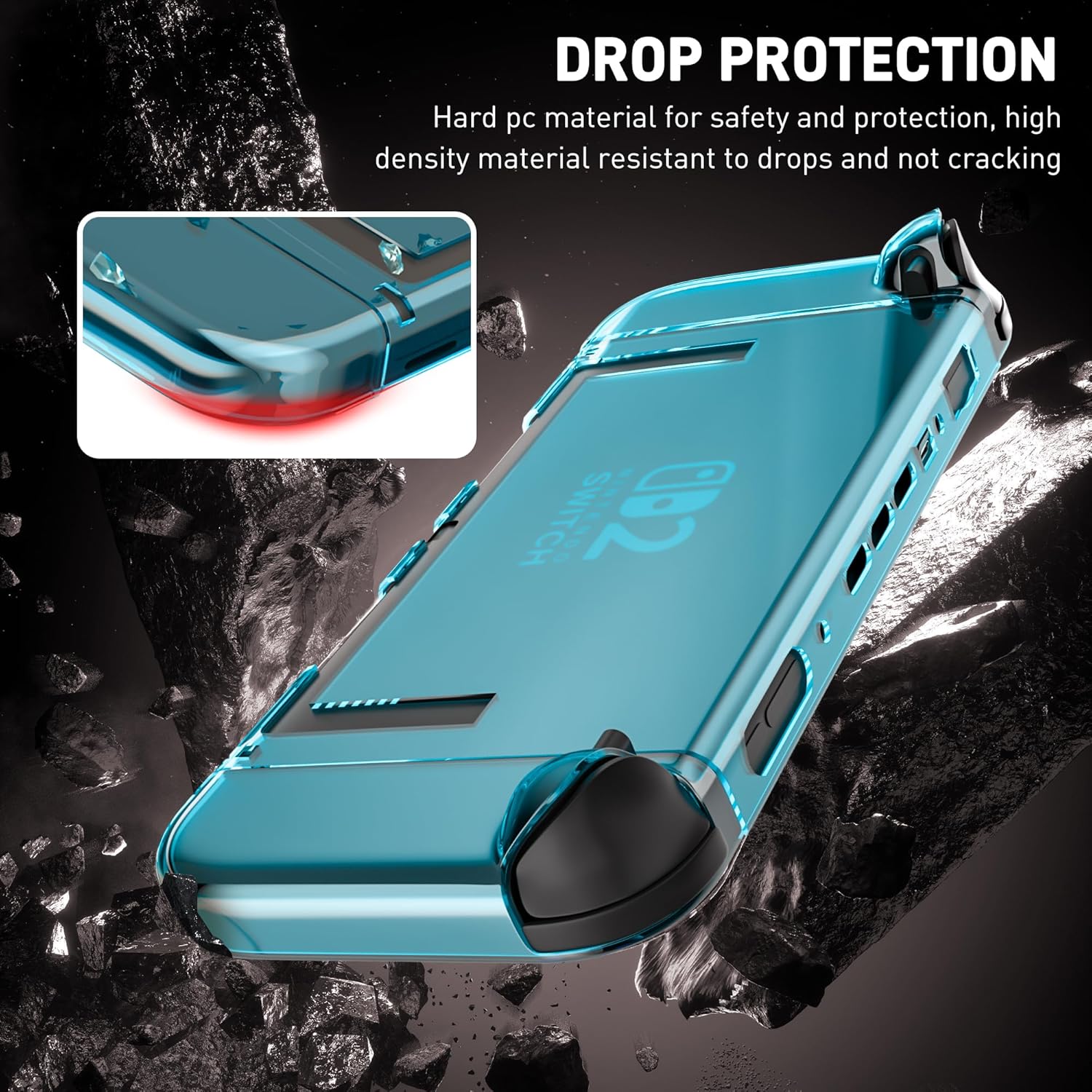 [Improved Version] Compatible with Nintendo Switch 2 Dockable Case Clear-Blue Hardshell, Ultra-Thin Switch 2 2025 Protective Cover Skin, Transparent Easy Docking Charging Dock - Image 7