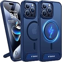 Vista 1 de TORRAS for iPhone 15 Pro Max Case Translucent Blue Strong Magnetic & Seamless Stand, Fit for MagSafe, Military-Grade Drop Protection, Sturdy Deep