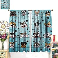 Vista 138 de Cortinas opacas con estampado de patas de perro, estampado de patas de perro y huesos, tratamiento de ventana, cortinas con aislamiento térmico
