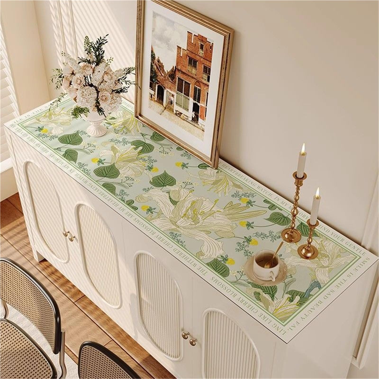 Table Runner American Fireplace Cabinet, Table Mat, Shoe , Entrance , Countertop, Long Tablecloth, Waterproof And Oil Tea , Desktop Protective(J,50*80cm)
