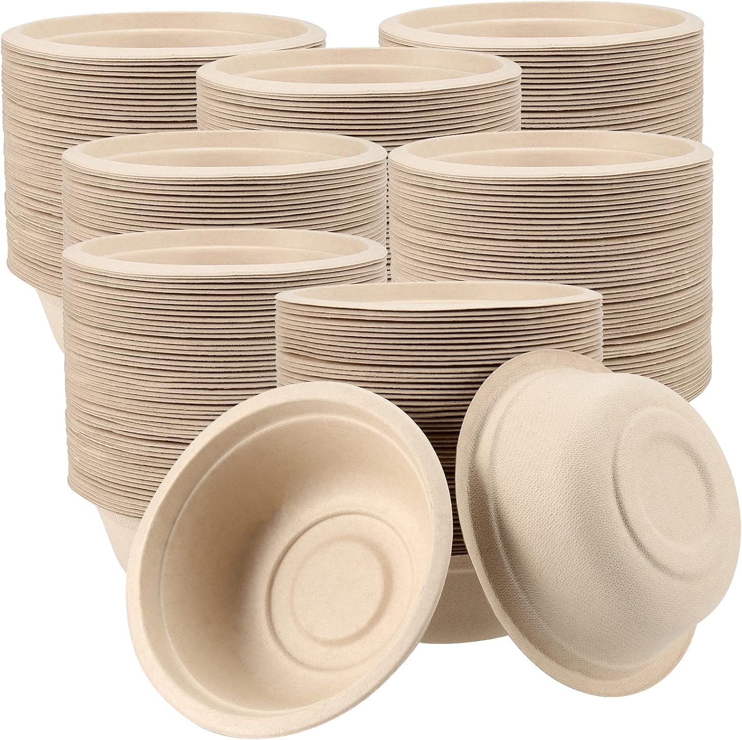 FUNSUEI 300 Pack 12 OZ Compostable Disposable Paper Bowls, Compostable Wheatstraw Fiber Bowls, Biodegradable and Eco-friendly Disposable Bowls for Soup, Pasta, Cereal, Salad, Ice Cream, Microwavable