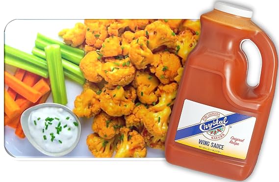Crystal Pure Louisiana Original Hot Wing Sauce, 1 Gallon, Aged Cayenne Peppers, Buffalo Wing Marinade, Bake, Broil, Grill