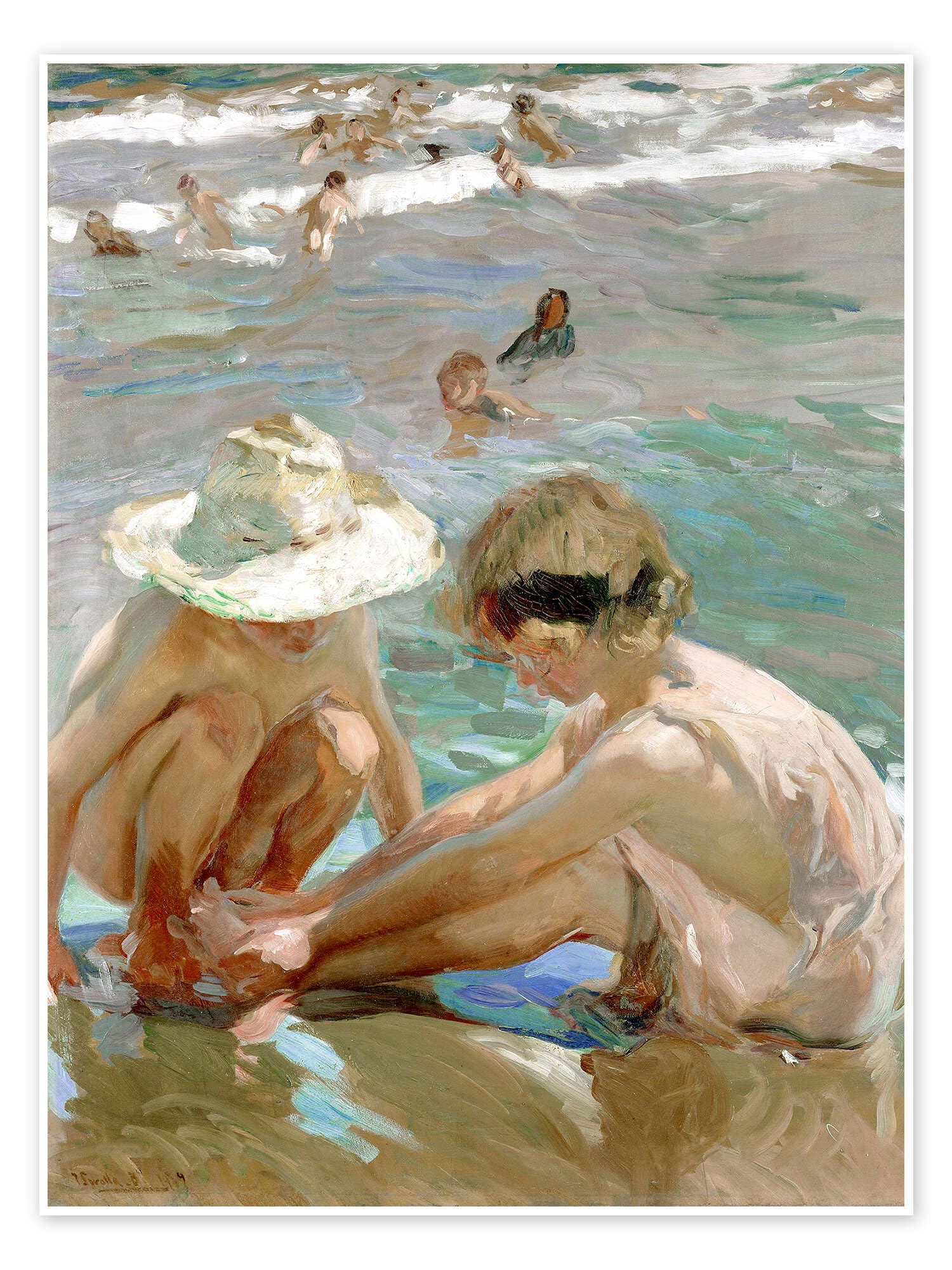 El pie herido Póster de Joaquín Sorolla y Bastida 50 x 70 cm Beige Cuadros Decoración para la pared