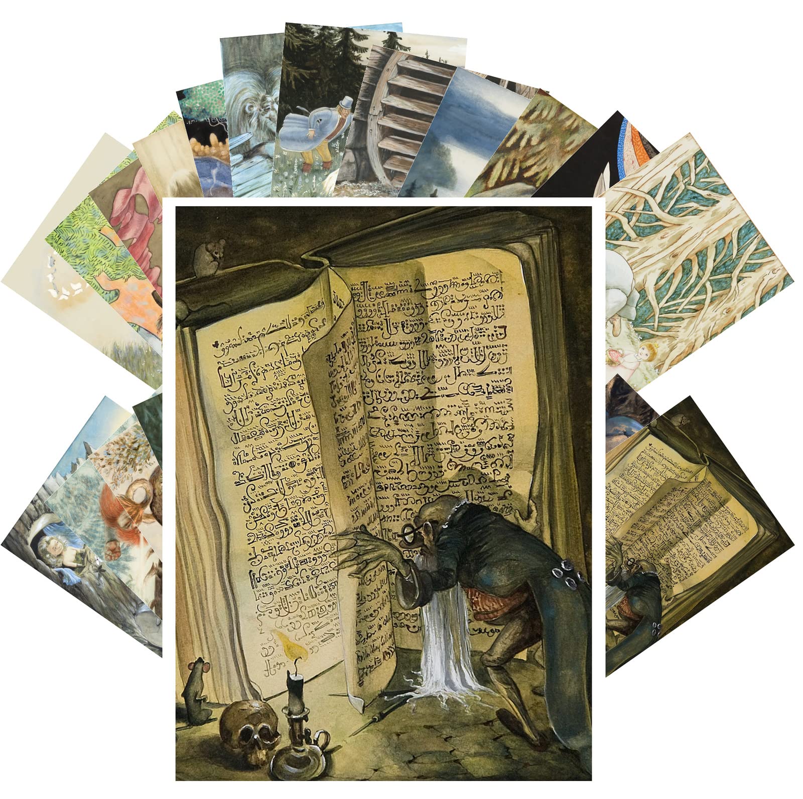 PIXILUV Vintage Postcards (24 pcs 4"x6" each) Interesting Illustrations of Cartoon People and Scenes Vintage Postcards Retro Greeting Card Book