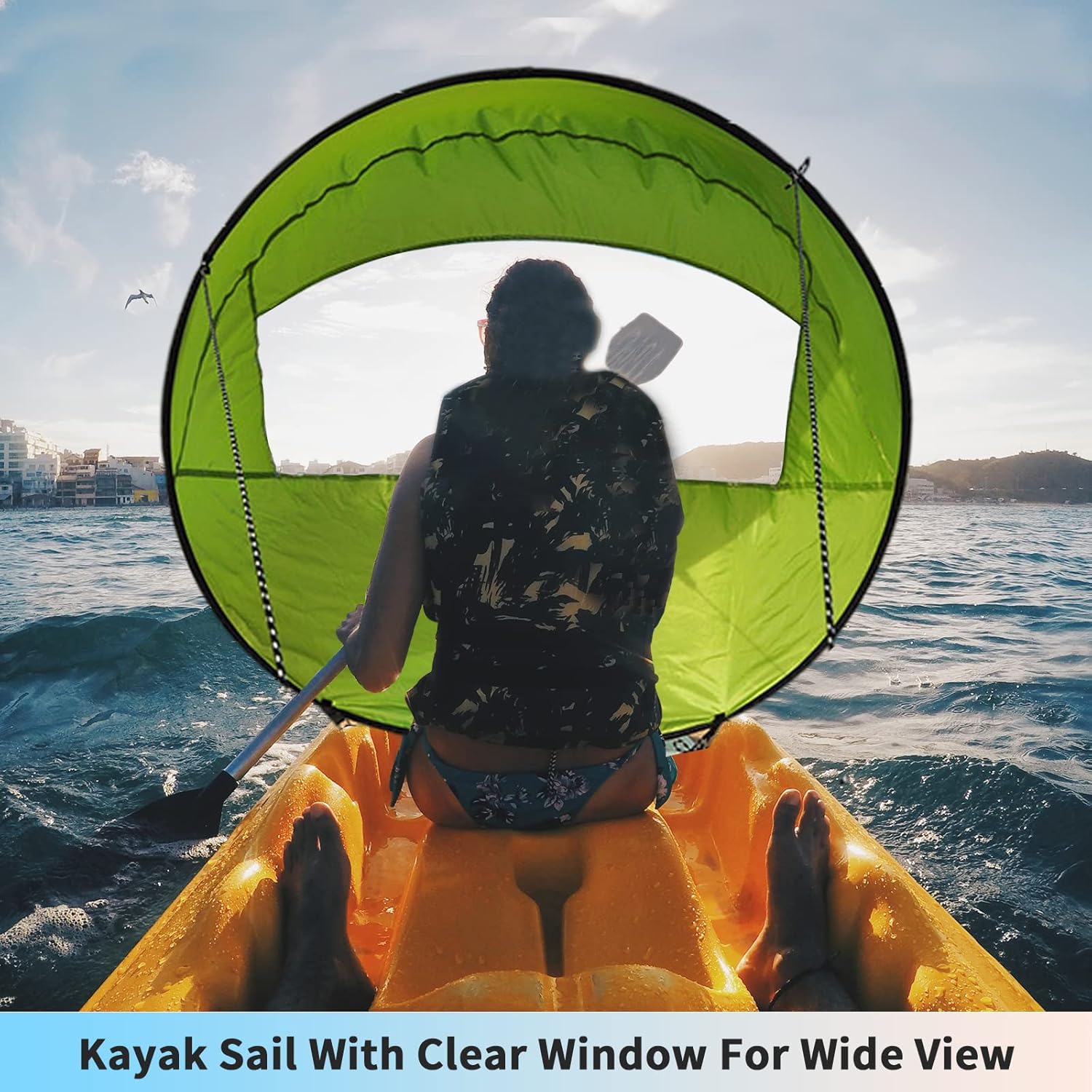 Kayak Sails,42 inches Downwind Wind Sail Kit Kayak Wind Sail Kayak Paddle Board Accessories, Foldable Easy Setup Compact & Portable(Orange)