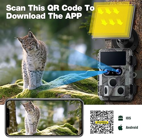 Miniatura 6 de VOOPEAK Cámara solar de rastro, visión nocturna Starlight de doble lente nativa 4K 60MP 30FPS WiFi Bluetooth cámaras de caza con un panel solar de