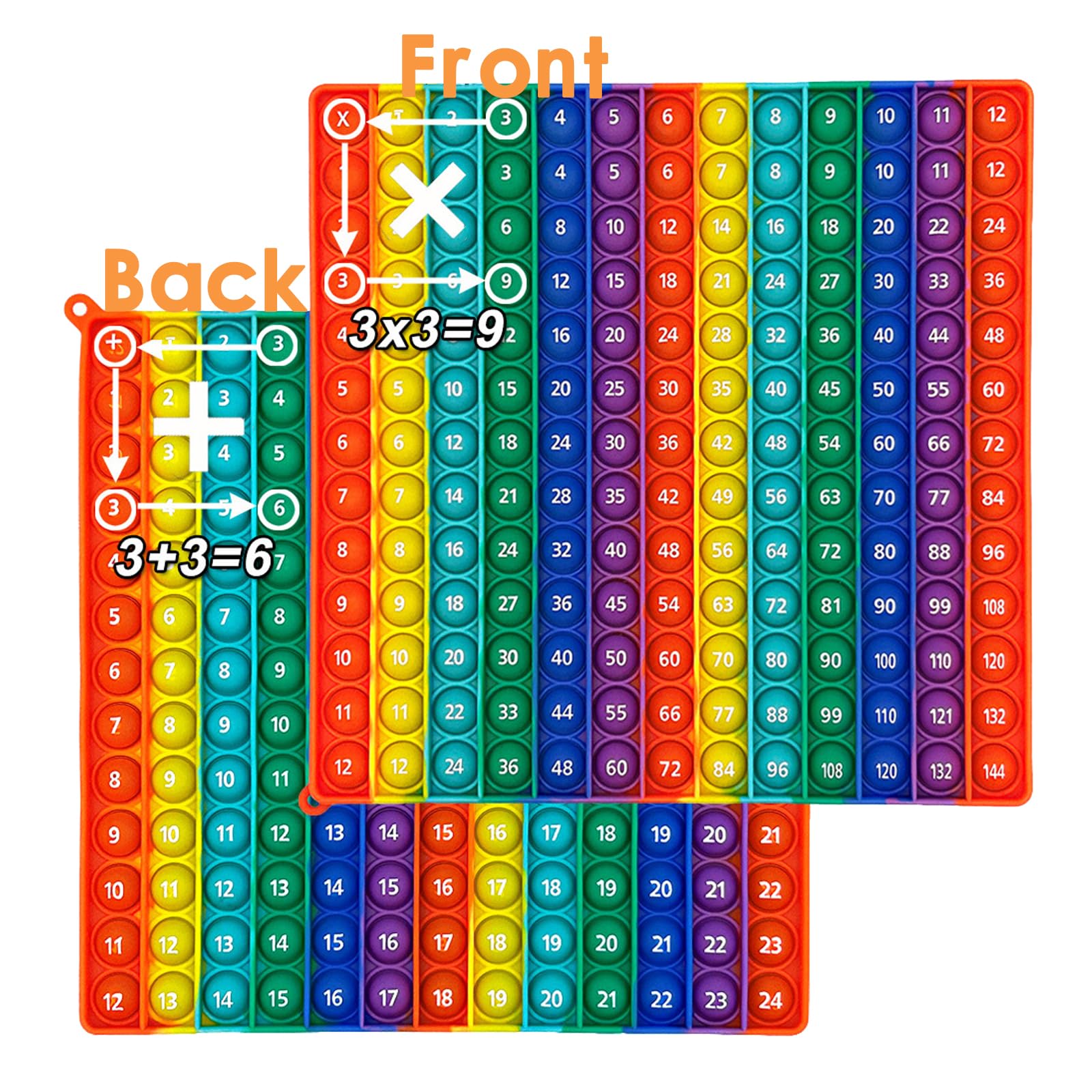 Times Tables Toy, Multiplication Tables Math Toy for Kids Double-Sided Number Board Game Push Bubble Sensory Fidgets Toys