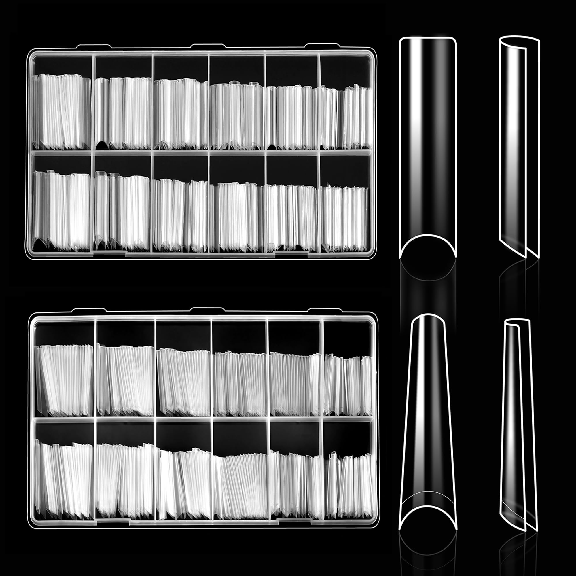 1000 Nail Tips - Clear False Nails for Salon & DIY -8