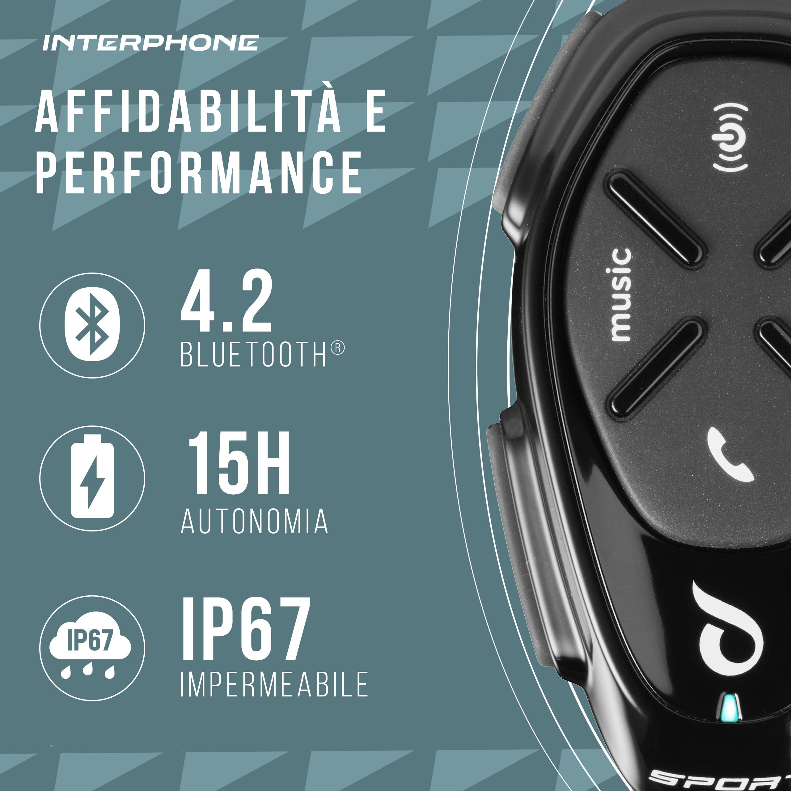 INTERPHONE SPORT HD Doppio Interfono Casco Moto Auricolari HD Hifi 40mm 4 Motociclisti 1Km Autonomia 20 Ore Impermeabile GPS TFT Universale 2024