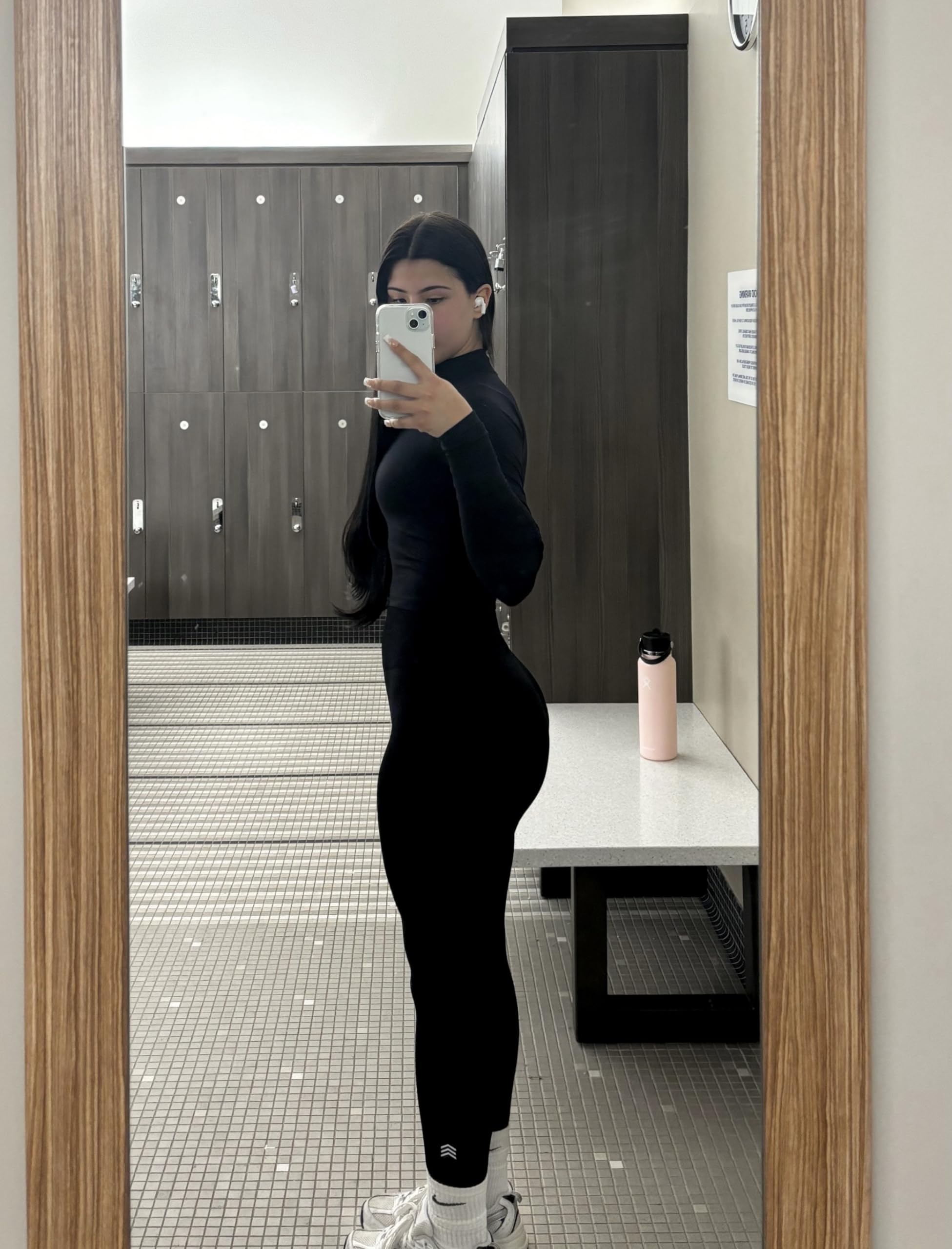 TRYTO Easy Collection Seamless Scrunch Effortless Leggings Workout Regular Length Stretchy Black,Medium