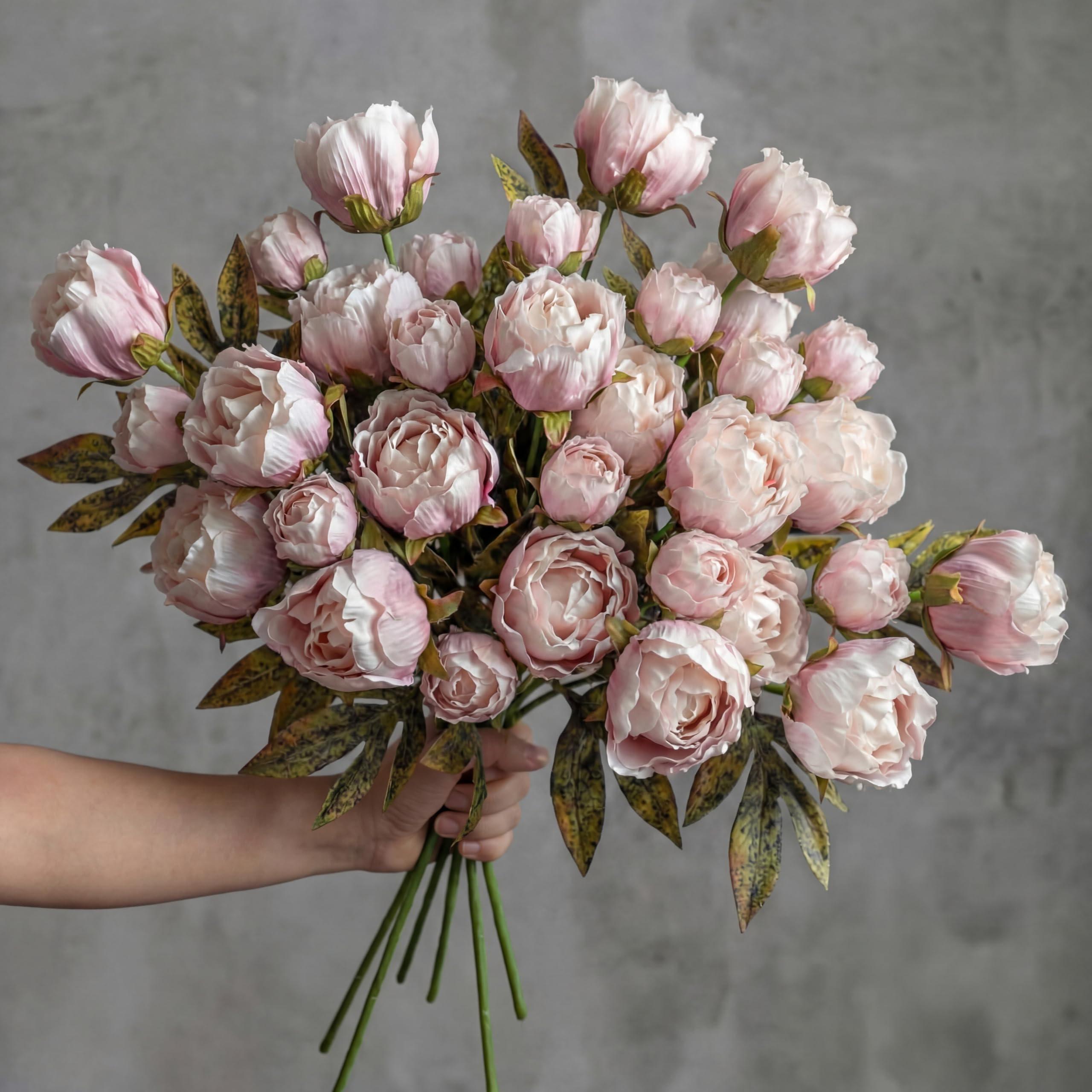 Thiccywoov 12 Pcs Faux Peony Stems