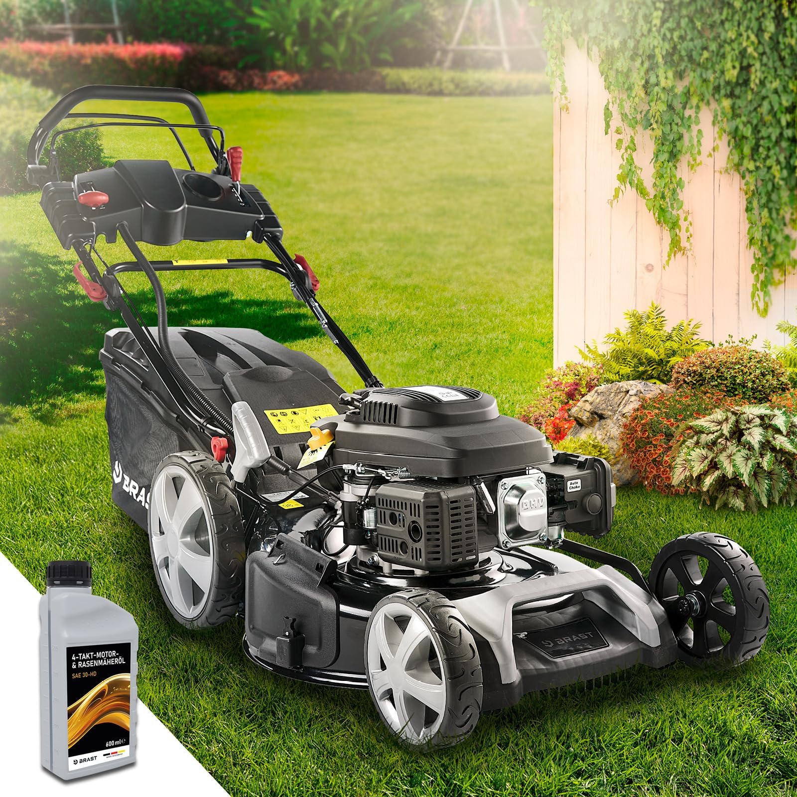 Brast Benzin Rasenmäher Brb Rm 18196 Estart BRAST® Benzin Rasenmäher mit Antrieb | 3,0kW (4,1PS) | Elektrostart