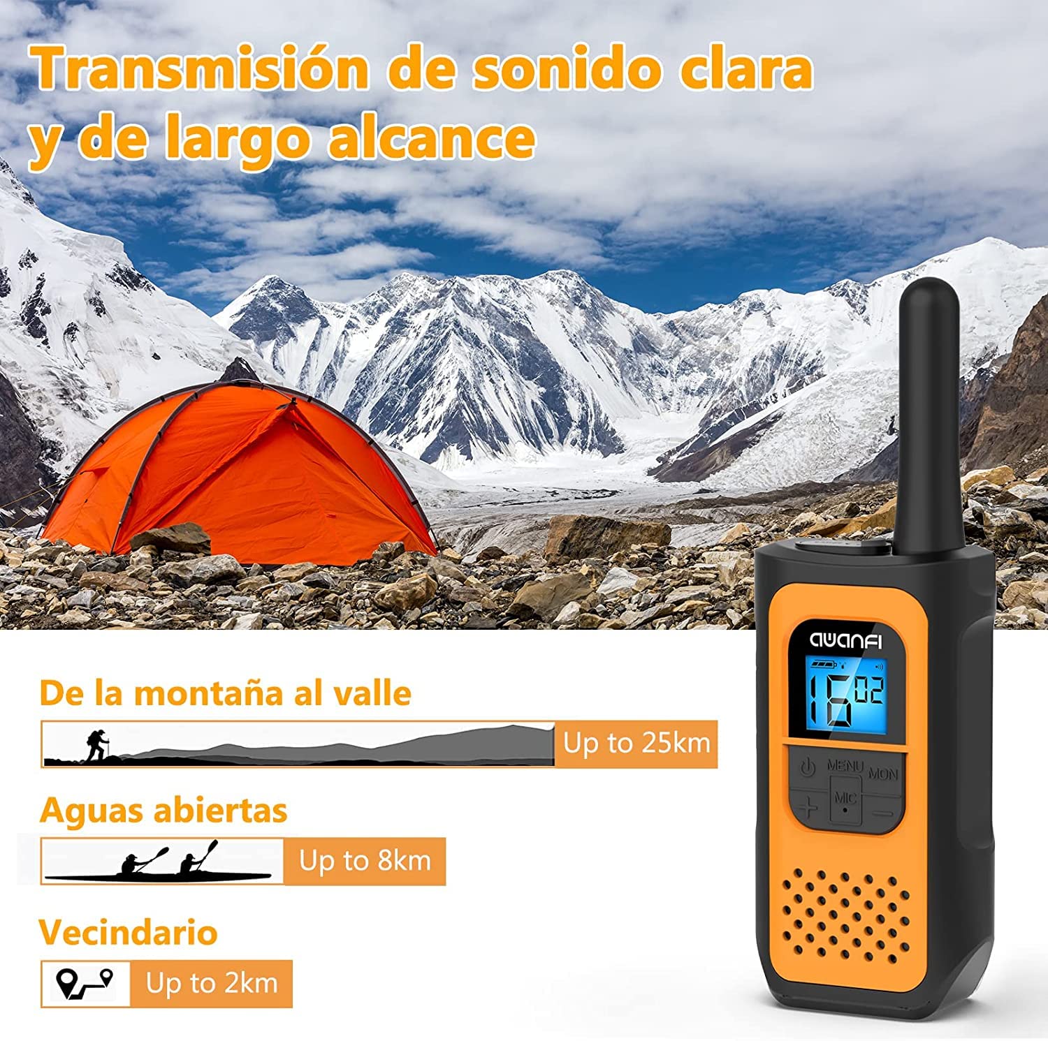 Walkie Talkie 1200mAh 16-Kanałowy Zestaw Radiowy z Akumulatorem i Kablem Ładującym Typu-C