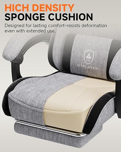 Miniatura 7 de GTPLAYER Silla de juegos con reposapiés, silla de juegos de computadora para adultos y niños, silla de jugador de altura ajustable con reclinación