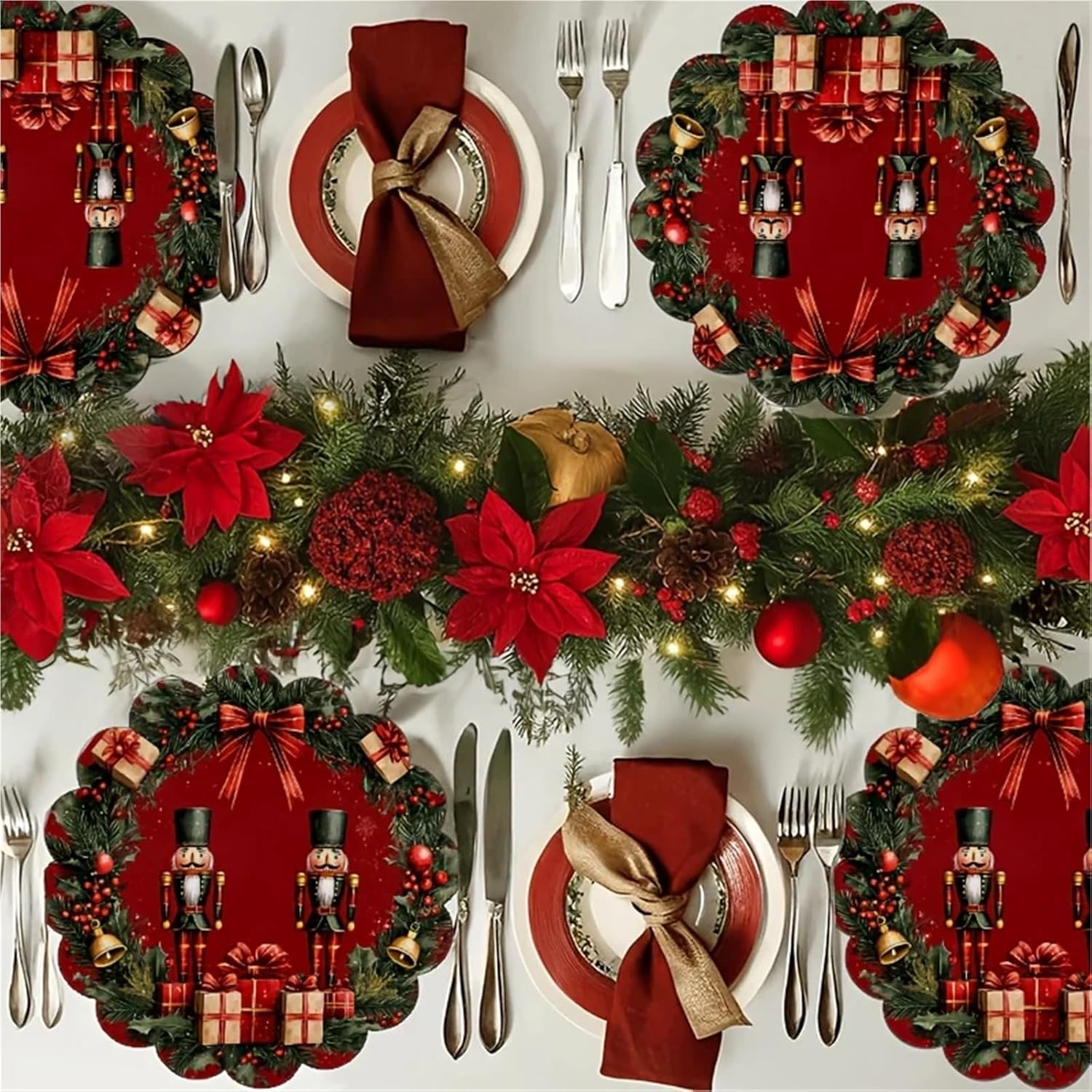4PC Christmas Nutcracker Table Mat Holiday Party Desktop Decoration and Accessories Home Decoration