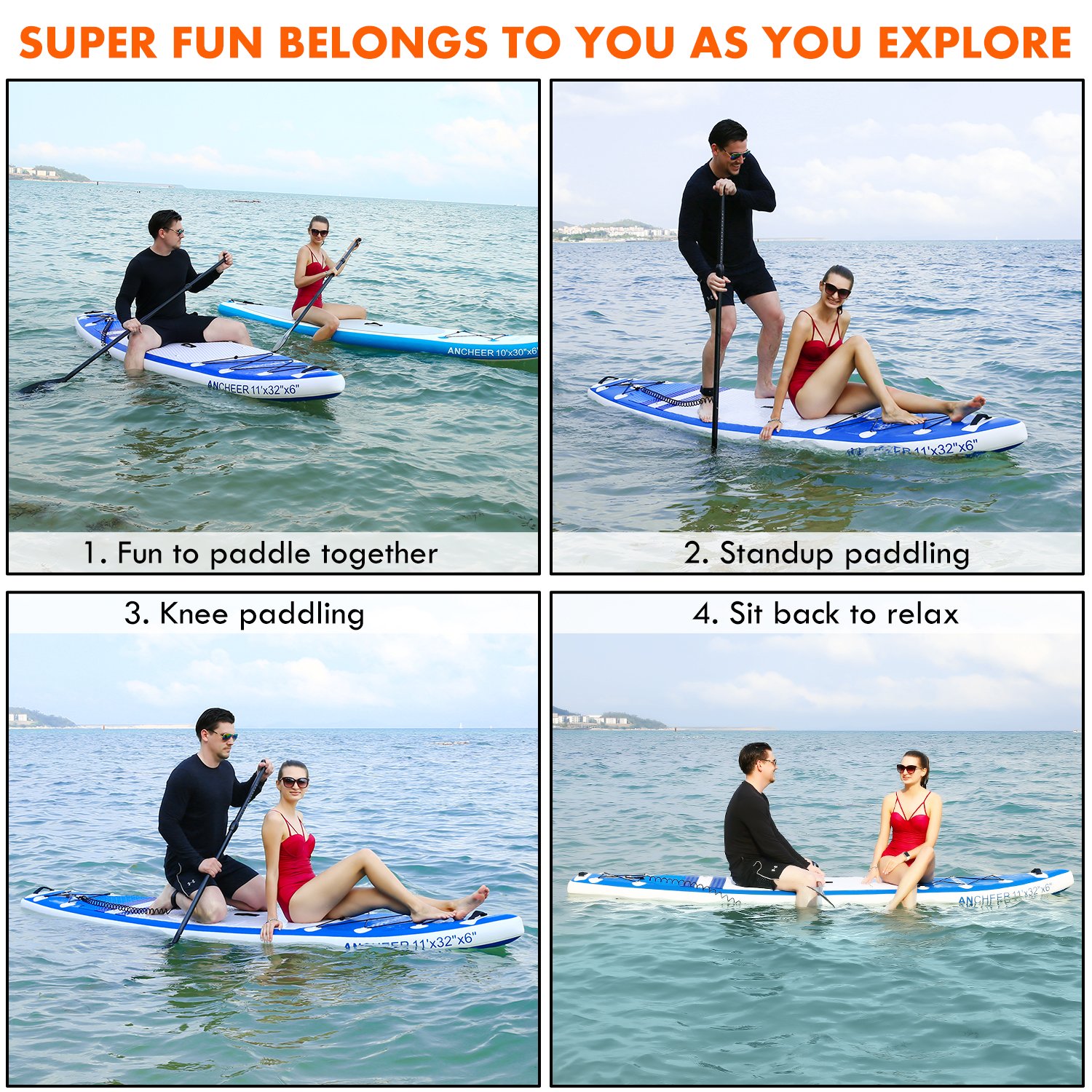 Tavola SUP Gonfiabile ANCHEER Con Accessori Completi - Zaino, Pagaia, Leash, Pompa, Per Adulti E Teenager - Foto 3