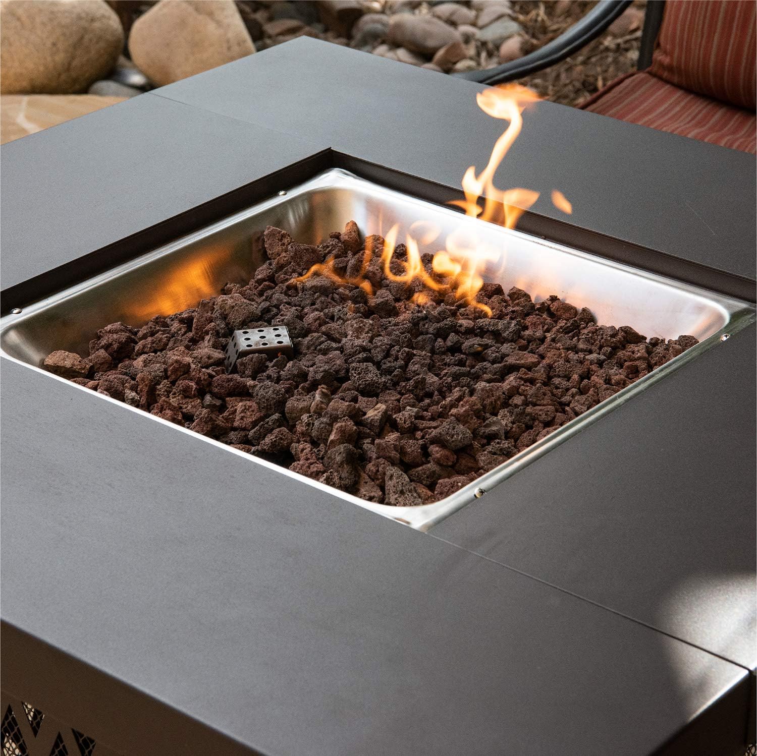 Fire Pit Essentials 10 Pound 3 4 Medium Black Lava Rock For Fireplace And Fire Pit Amazon Ca Patio Lawn Garden
