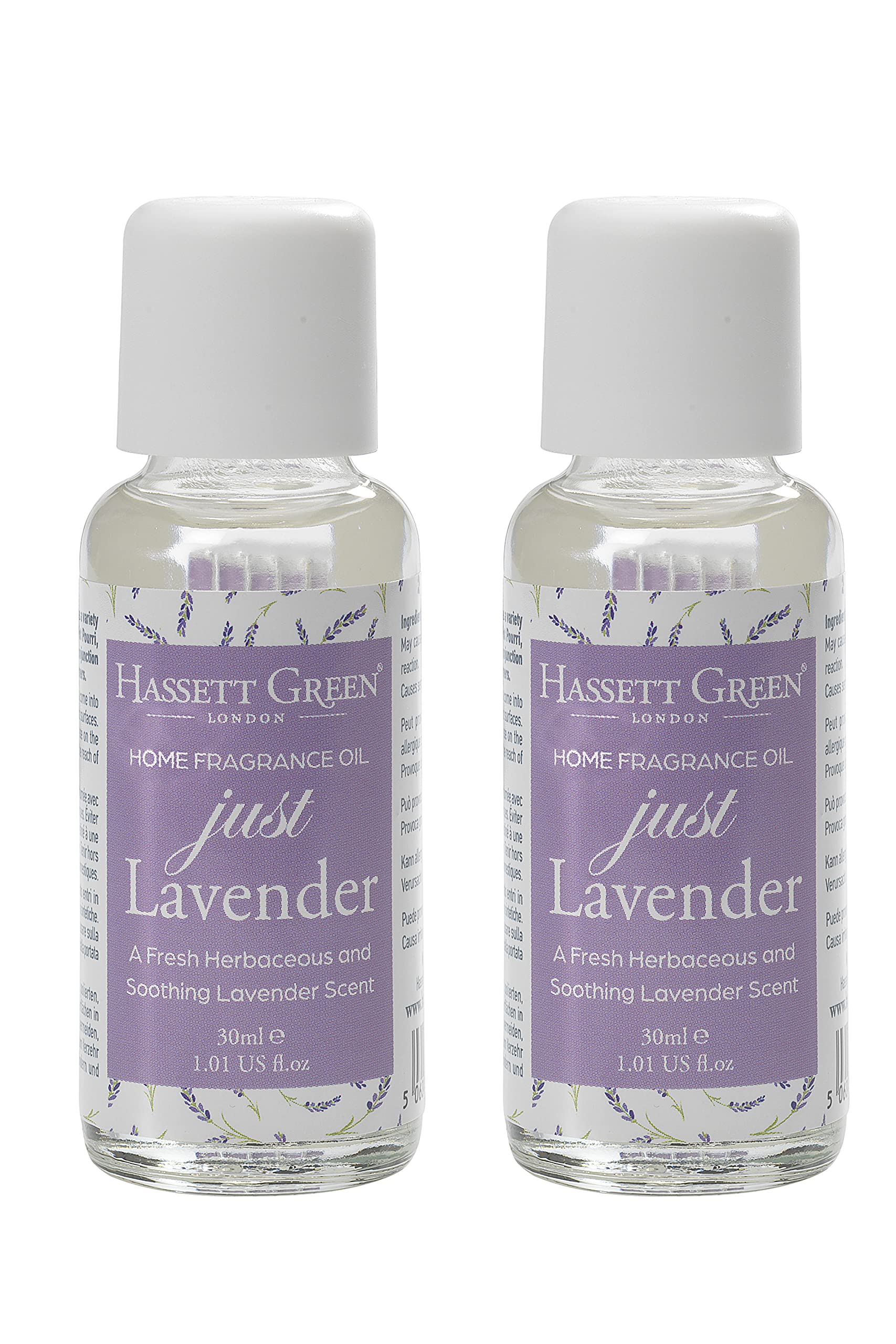 Hassett Green London Just Lavender Fragrance Oil - 2 x 30ml Glass Bottles - Suitable for Ultrasonic Diffusers Humidifiers & More โ image 1