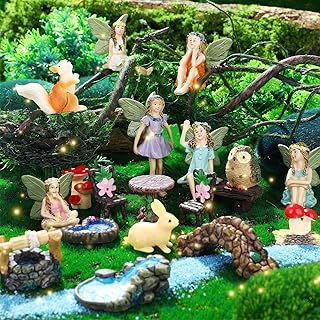 Roowest 19 Pcs Miniatures Garden Fairies Kit Garden Accessories Miniatur...