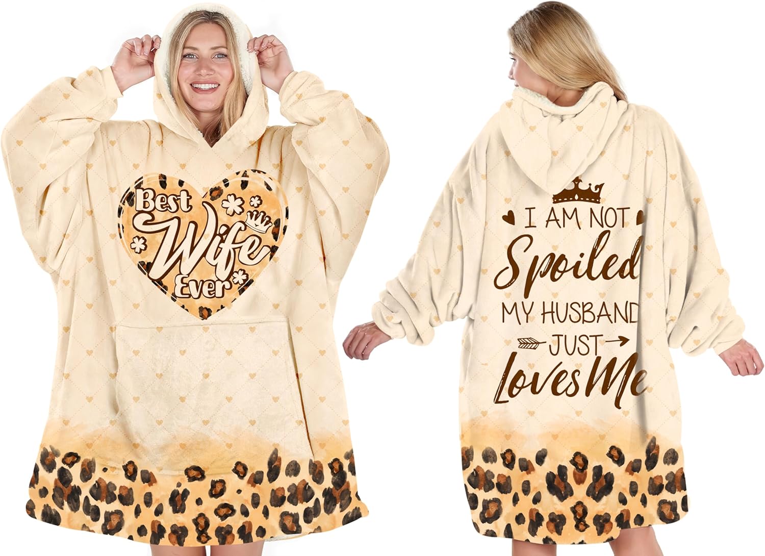 Wearable Blanket Hoodie for Mom Best Wife Ever Hoodie Blanket – Cozy Gift for Christmas, Anniversary