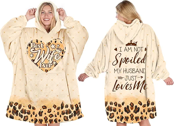 Warmstorey Wearable Blanket Hoodie for Mom Best Wife Ever Hoodie Blanket - Cozy Gift for Christmas, Anniversary