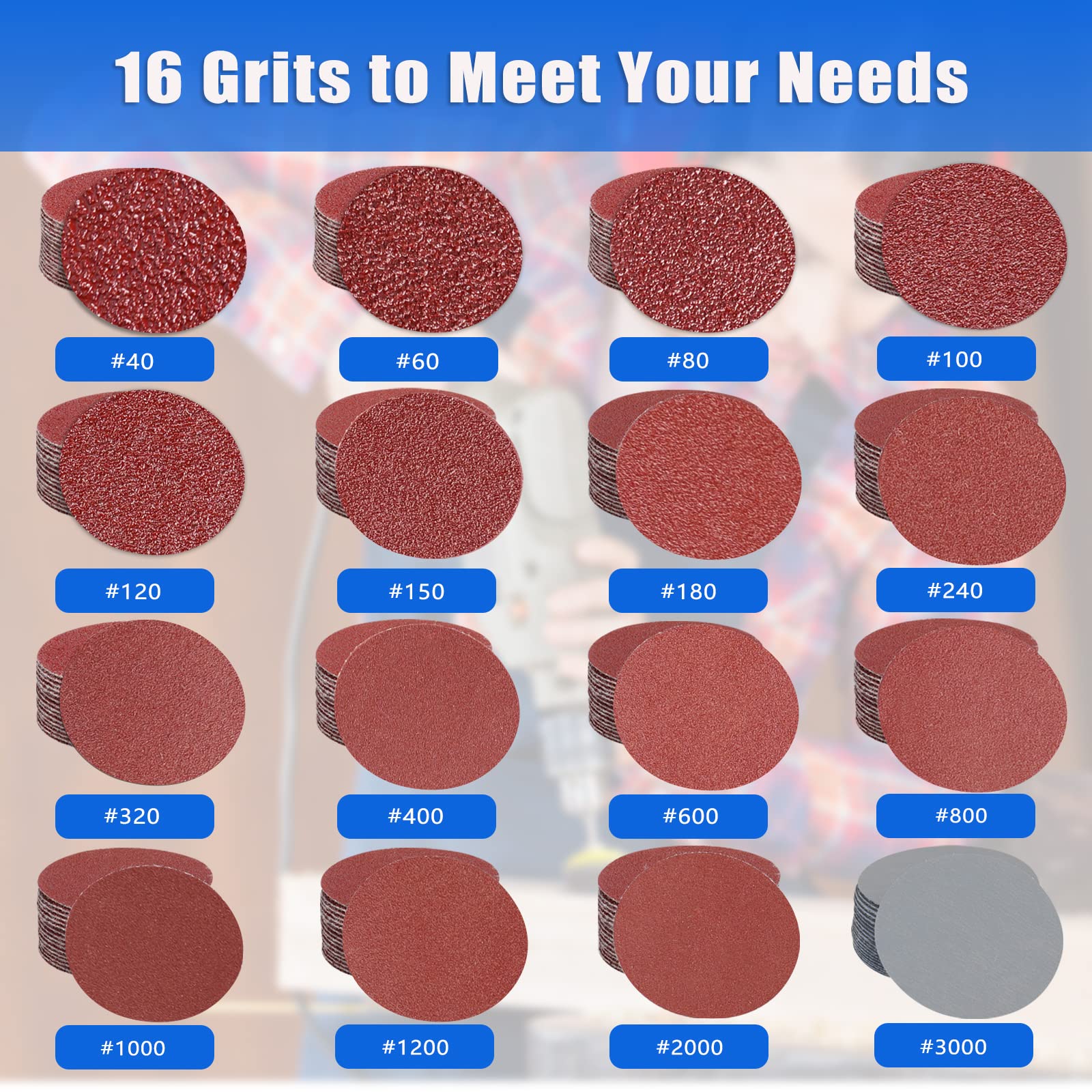 AUTOTOOLHOME 100 Pack 2 Inch Sanding Discs Kit With Polishing Pads