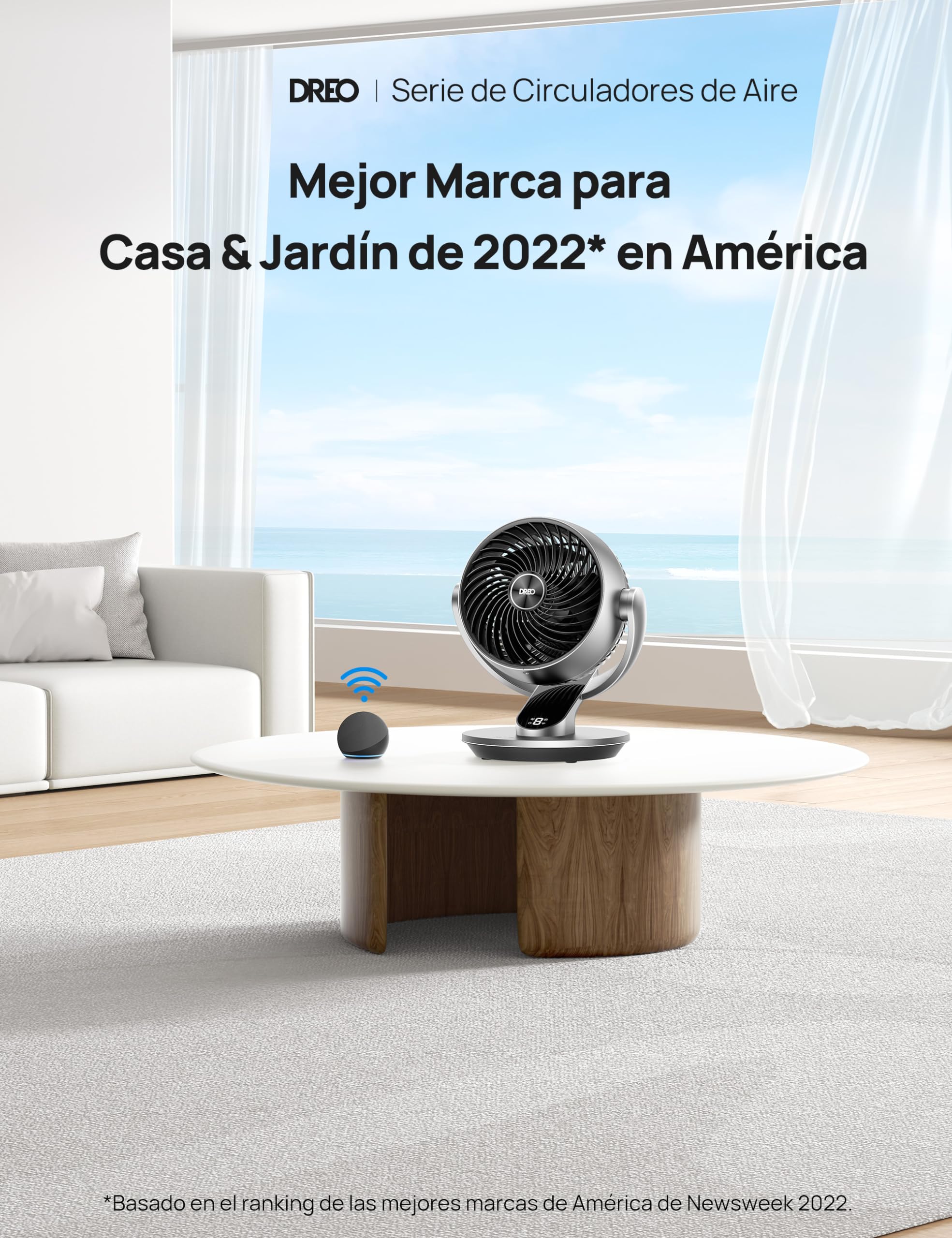 Dreo Ventilador de mesa inteligente, 28 dB, diámetro de 18 cm, 4 velocidades, 5 modos, temporizador 12h, oscilación 120° + 90°, control remoto y por voz, función de enfriamiento, Lynx S, plateado