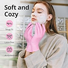 SwiftGrip Nitrile Disposable Gloves - Medical Exam Gloves, Latex-Free, Pink, Powder-Free, 50-ct Box (XL)