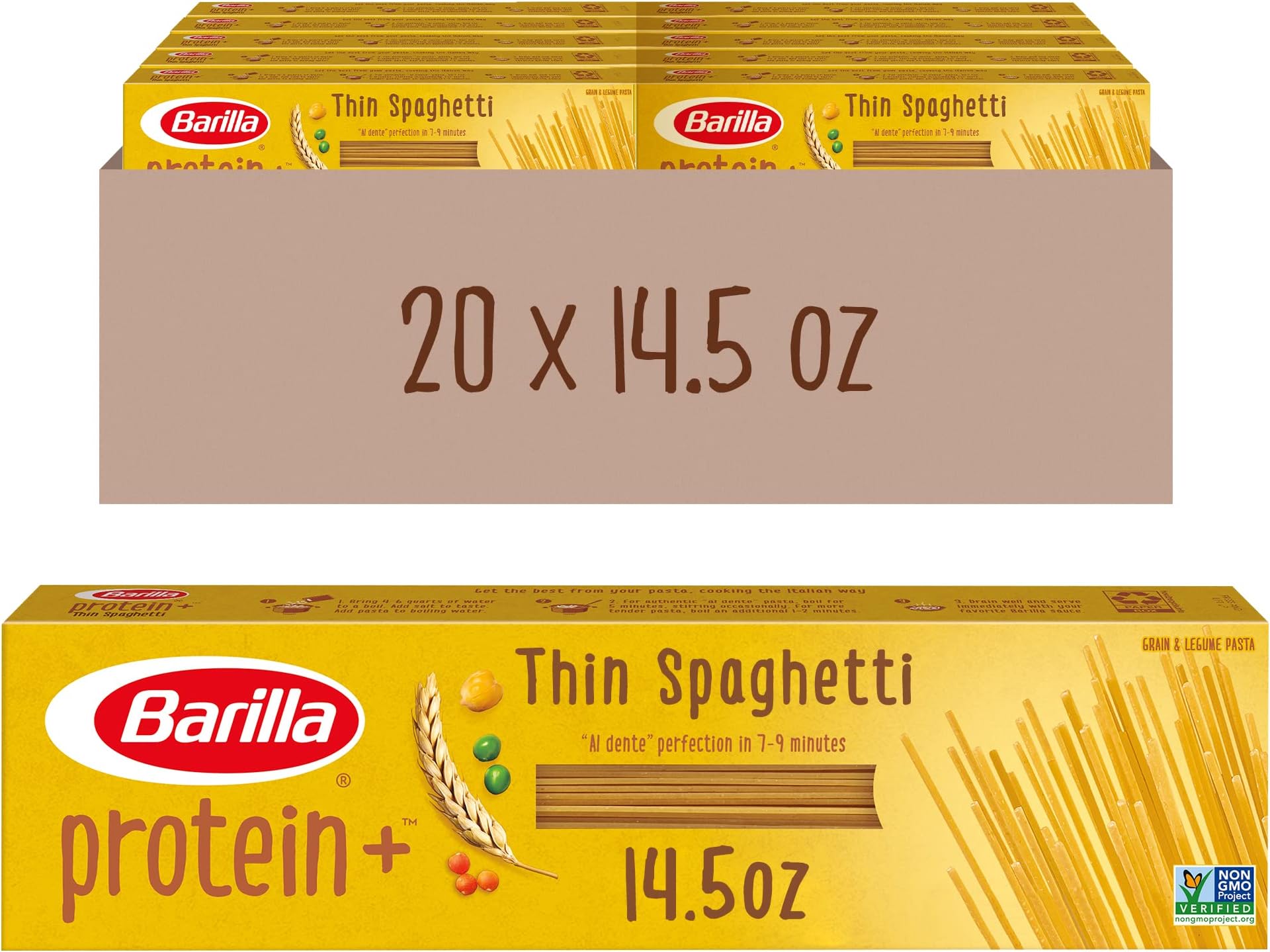 Amazon.com : BARILLA Protein+ (Plus) Spaghetti Pasta, 14.5 Ounce (Pack ...