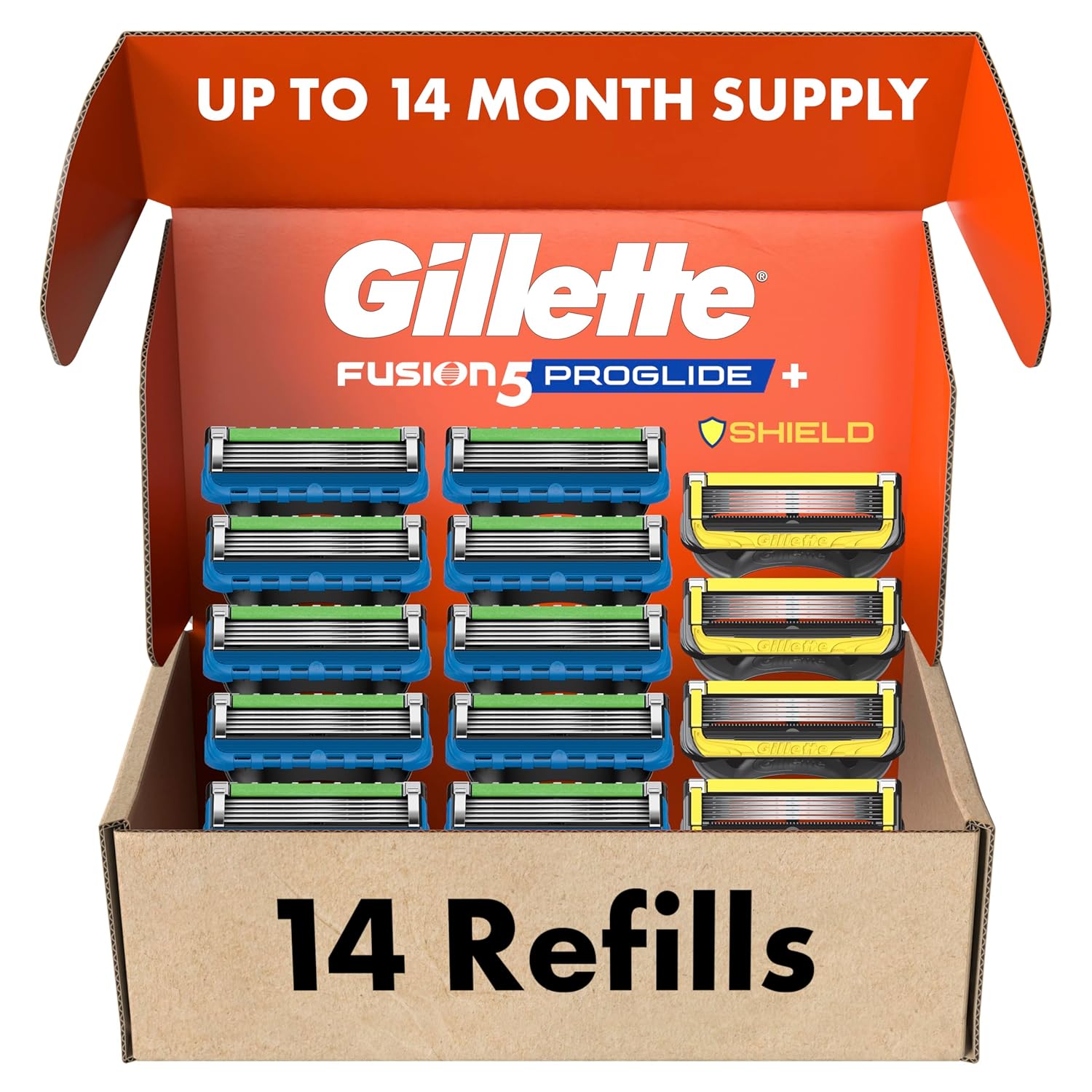 Gillette Fusion5 ProGlide Razor Refills for Men 10 Count + Fusion5 ProGlide Shield Refills 4 Count, 14 Total Blade Refills