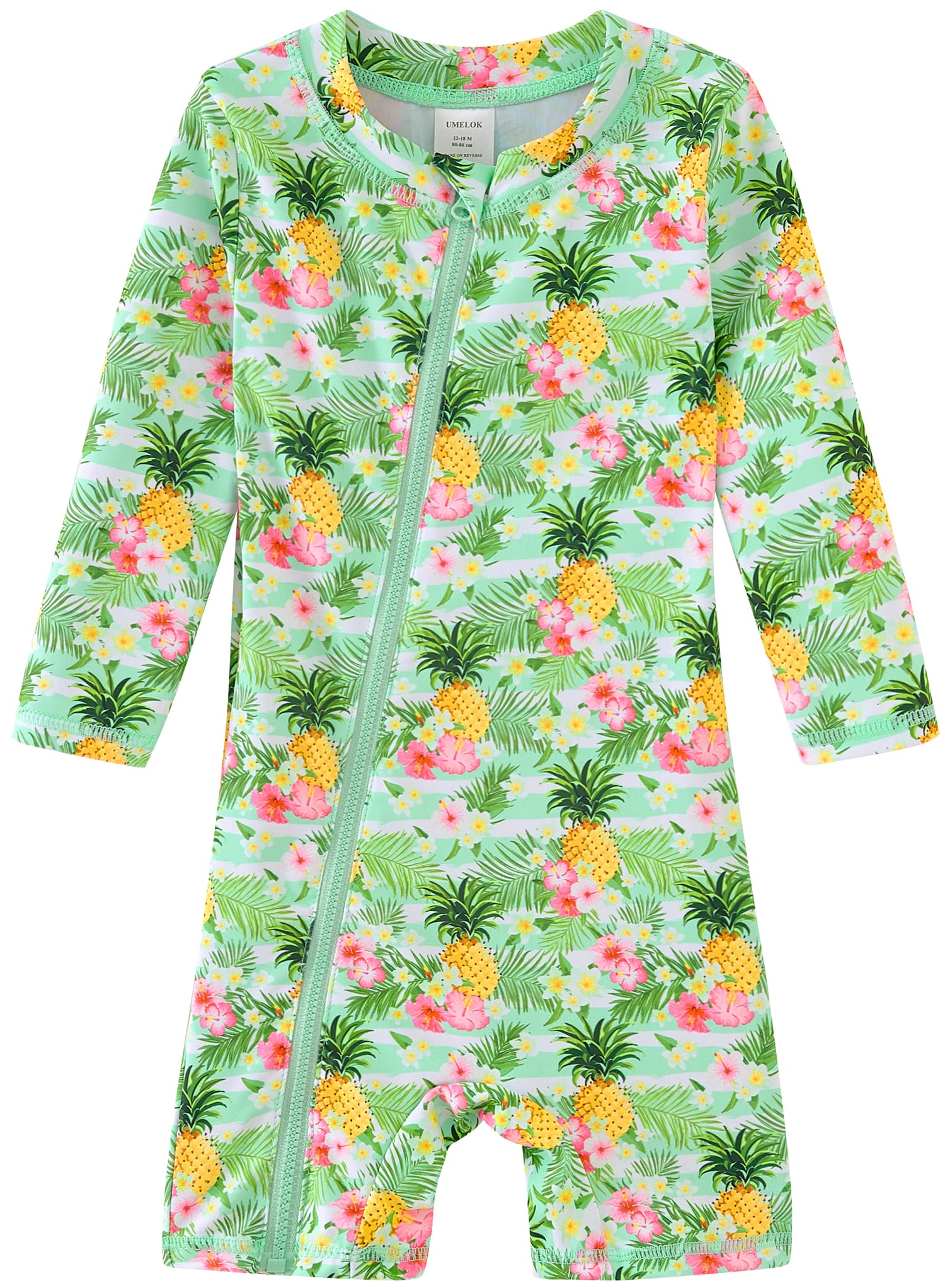 UMELOK Traje de baño para bebé con cremallera completa de una pieza, protección UV 50+ protección solar traje de baño para niñas