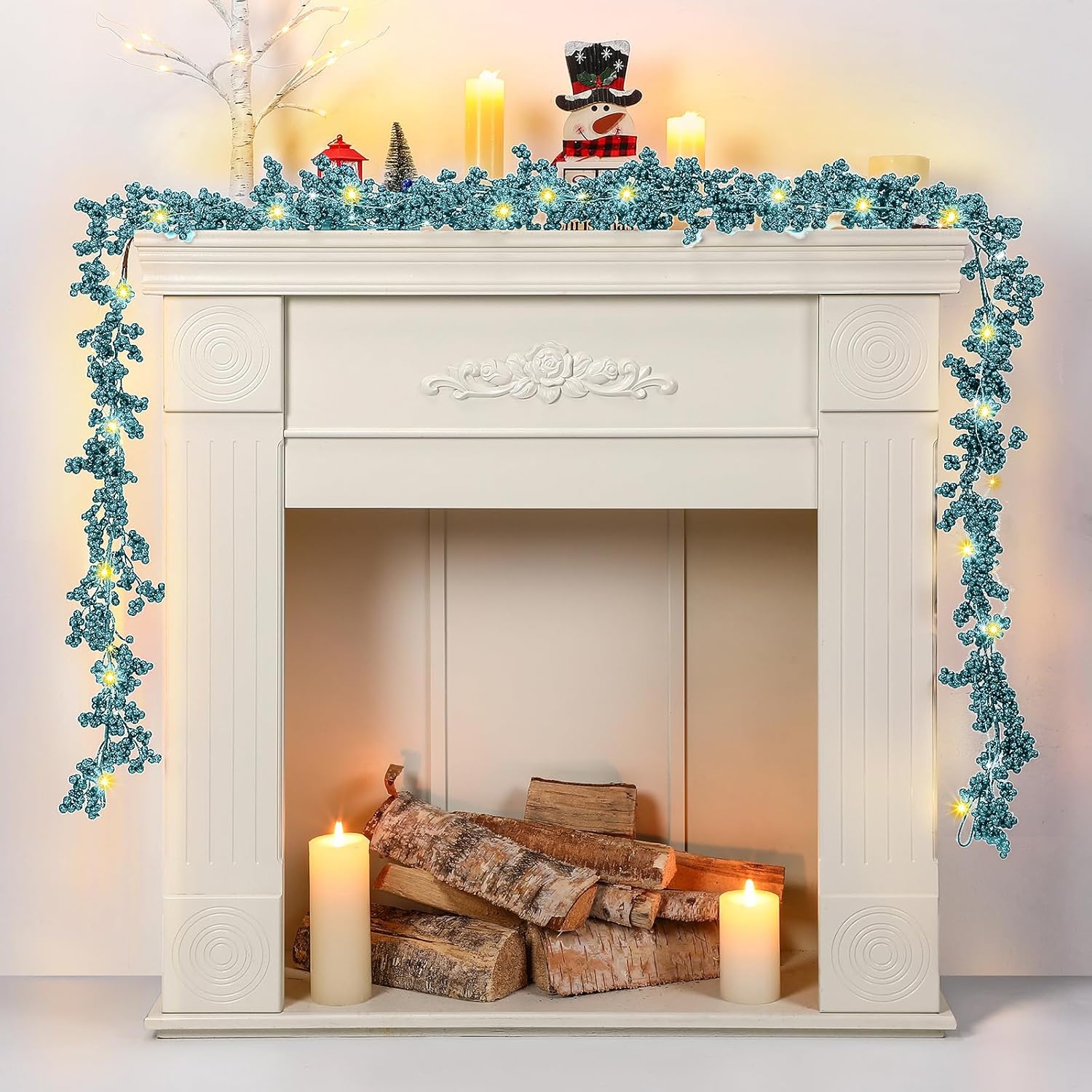 Syhood 2 Pcs Berry String Garland Lighted Berry Indoor