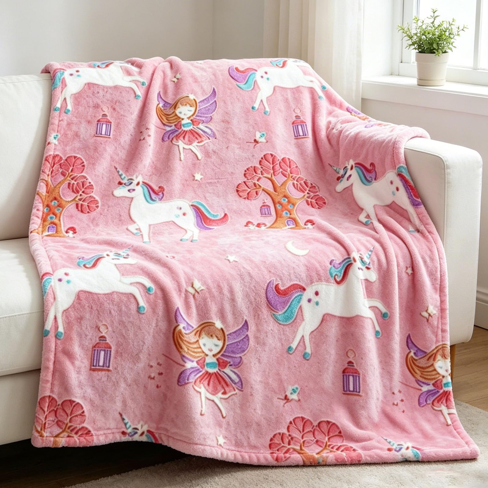 Kuscheldecke Kinder Einhorn/Dinosaurier/Schmetterlinge Decke Kuscheldecke Leuchtet im Dunkeln Einhorn Tiere Geschenke für Jungen und Mädchen Weiche und Warme Decke (Einhorn A, 130x150cm)