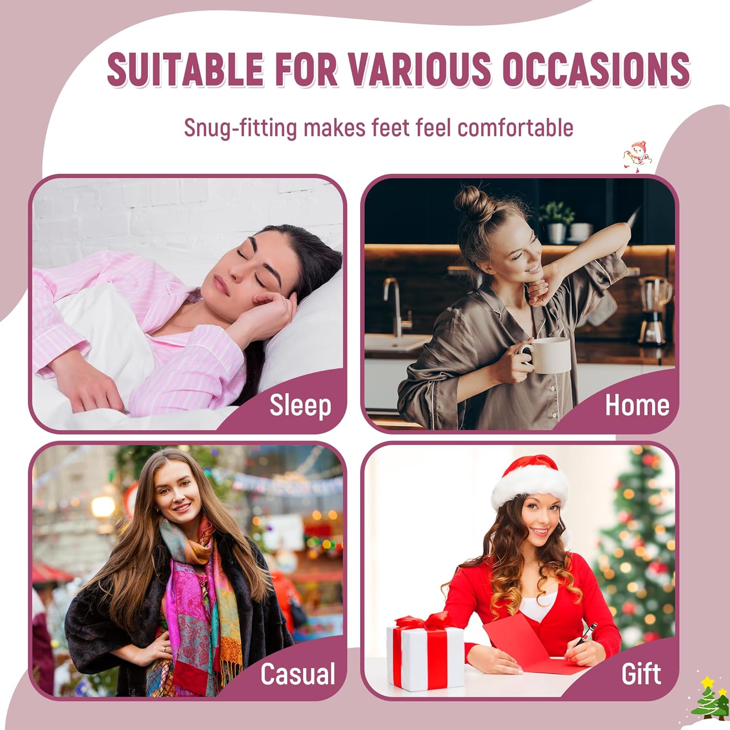 Womens Fuzzy Slipper Grips Socks Fluffy Winter Warm Fleece Lining Non Slip Thick Thermal Cozy Plush Socks - Image 6