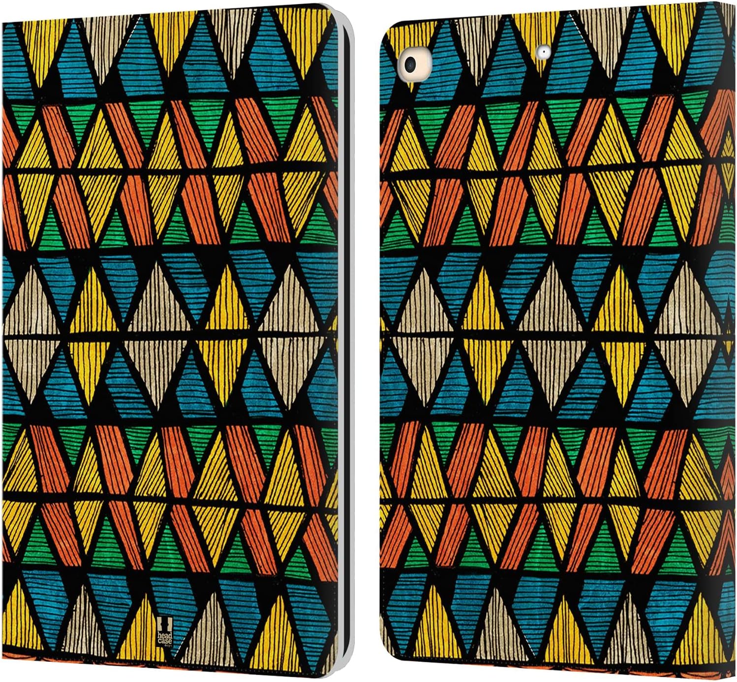 Head Case Designs Aztec Print Ethnic Line Art Leather Wallet Case Compatible with Apple iPad 9.7 2017 / iPad 9.7 2018