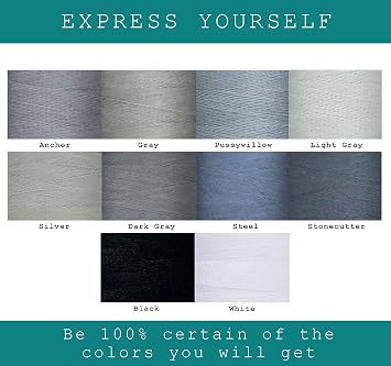 Bundle Polyester Sewing Threads - 34 spools for Hand Stitching, Quilting & Sewing Machine - 1000 yds Per Spool - 28 Thread Colors Plus 3 Black & 3 White