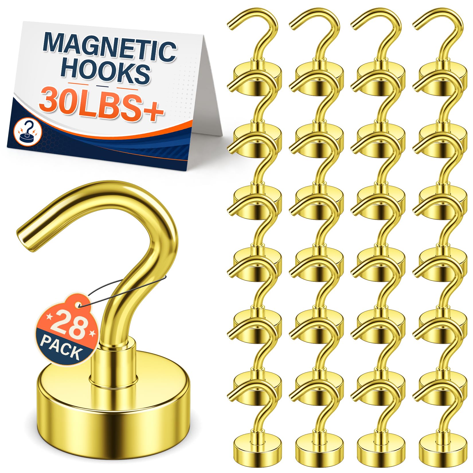 FINDMAG Magnetic Hooks, 30LB+ Magnetic Hooks for Cruise Cabins, 28 Pack